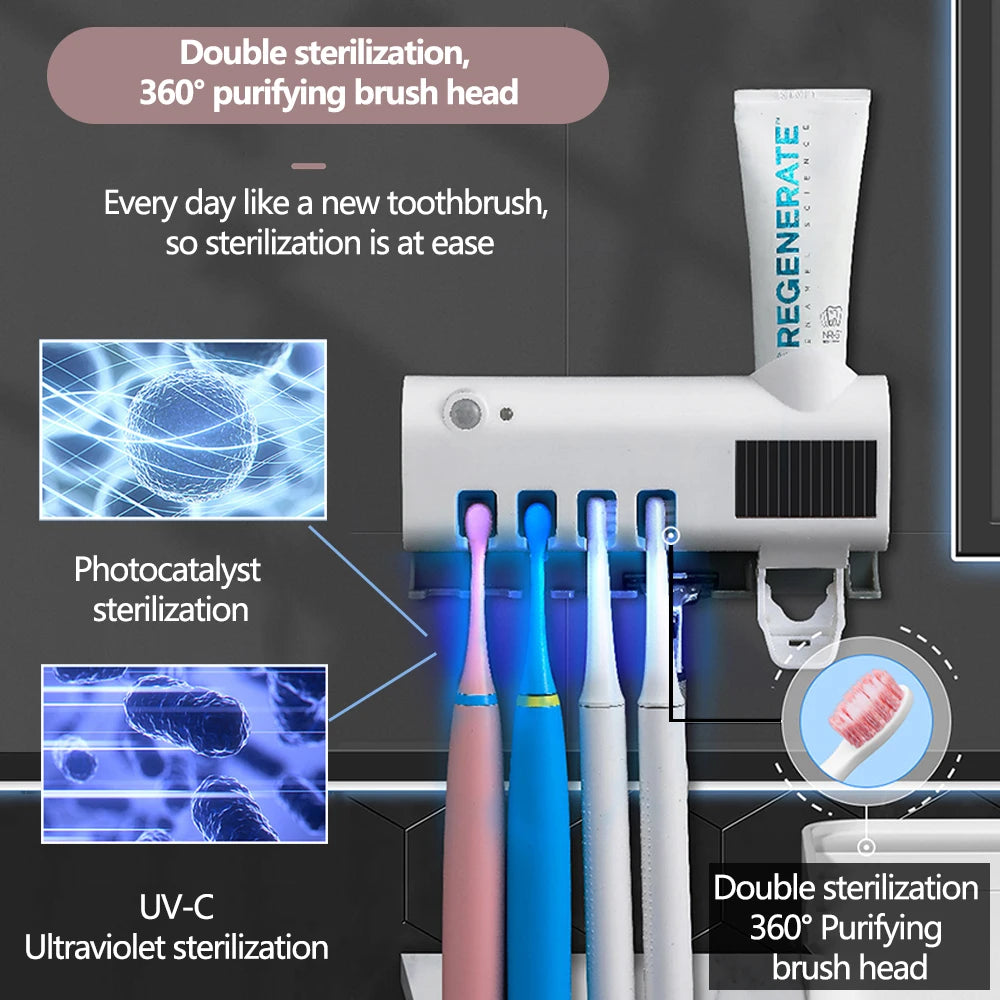 Solar Powered Toothbrush Holder/Toothpaste Dispenser