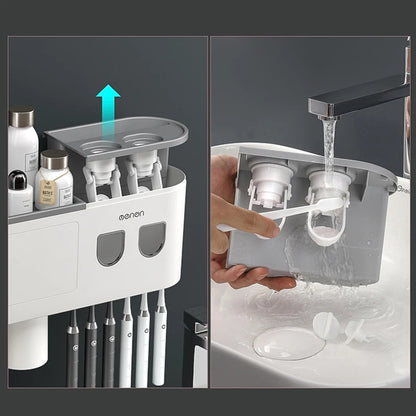 Toothbrush Holder and Automatic Toothpaste Dispenser